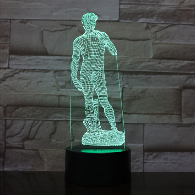 Michelangelo David 3D LED Night Light Sculpture Figure Touch Sensor RGB Decorative Lamp Child Kid David Sculpture Desk lamp