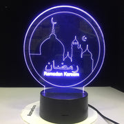 Ramadan Islam Blessing Mubarak 3D Acrylic LED Night Light Living Room Desk Lamp Bedroom Bedside Table Lamp Holiday Nightlight