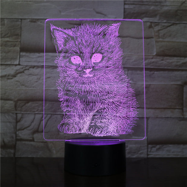 Lifelike Cat 3D LED Illusion Lamp USB Night Lights 7 Colors Flashing Novelty Table Lamp Kids Bedside Decorations Drop AW-3339