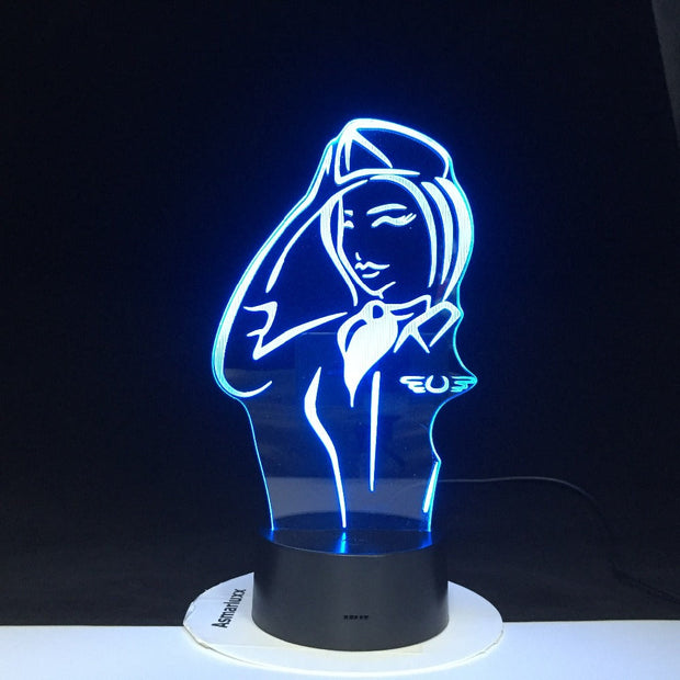 7 Colors Change Lamp Cartoon Police Women 3D Lamp Acrylic LED USB Table Lamp TARDIS Lights Multi-colored Bulbing Light 1912