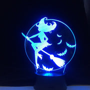 Halloween Bat Witch Acrylic 16 Colors Changing 3D LED Nightlight Bedroom Living Room Lights Decoration Touch Gift Dropshipping