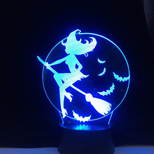 Halloween Bat Witch Acrylic 16 Colors Changing 3D LED Nightlight Bedroom Living Room Lights Decoration Touch Gift Dropshipping