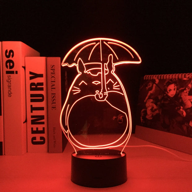 My Neighbor Totoro Open An Umbrella 3D LED Night Light Touch Sensor Colorful Home Bedroom Table Decoration for Children's Festival Birthday Gifts Acrylic 7 Color Changes