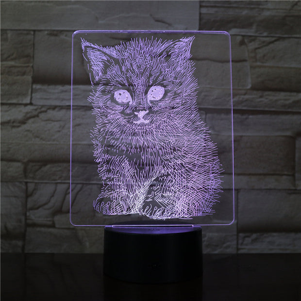 Lifelike Cat 3D LED Illusion Lamp USB Night Lights 7 Colors Flashing Novelty Table Lamp Kids Bedside Decorations Drop AW-3339