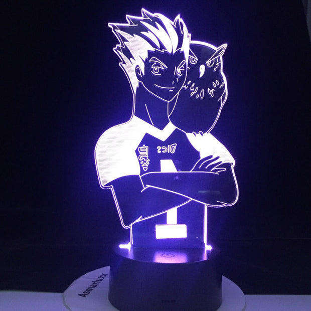 Haikyuu Anime Kotaru Bokuto 3D Neon Lamp Home Bedroom Table Decoration for Kids Children's Festival Birthday Gifts USB Link Charging LED Light