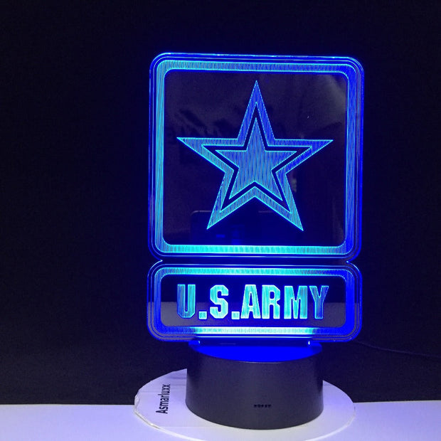 The U.S. Army Novel 3D LED Lamp Battery Operated Colorful with Remote Visual Light Effect Led Night Light Lamp Decorative 3243