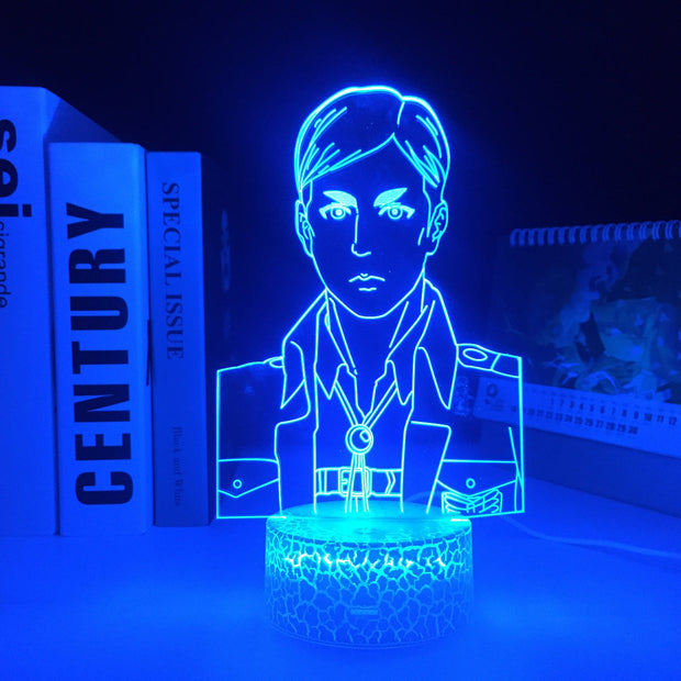 Attack on Titan Erwin Smith 3D Lamp Home Bedroom Table Decoration Small Night Light for Kids Multiple Color Changes With Remote Control