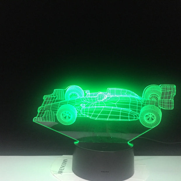 F1 Racing Car 3D LED Lamp Cute Gift for Infant Nightlight Multi-color with Remote for Indoor Decorative Led Night Light Lamp