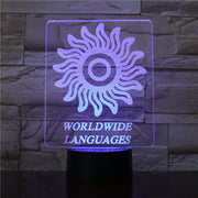 Woldwide Lanugages 3D lamp 7 Colors Change LED Light Acrylic Touch USB Lamp Room Table Desk Night Light Kid's Friends Gift 2916