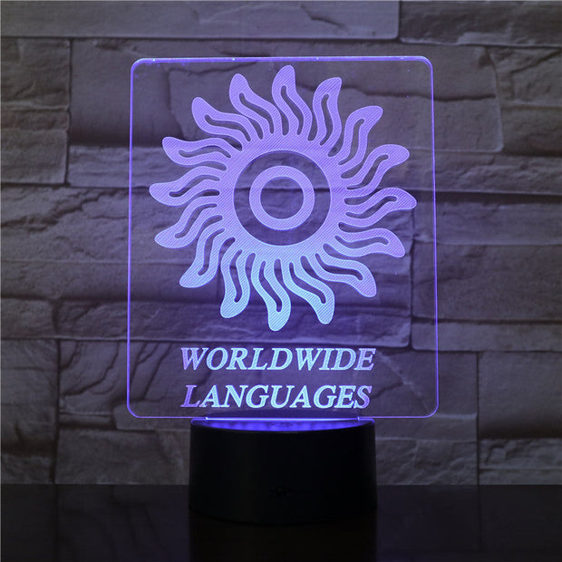 Woldwide Lanugages 3D lamp 7 Colors Change LED Light Acrylic Touch USB Lamp Room Table Desk Night Light Kid's Friends Gift 2916
