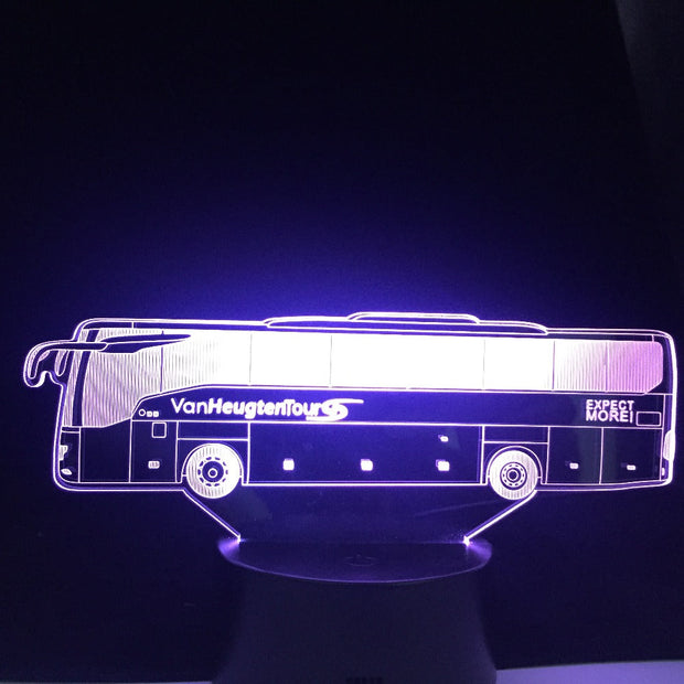 Multicolors Change Novelty 3D Travel Bus Lamp Touch Remote USB Night Light Atmosphere Lighting Lampara Boys Gifts Bedroom Decor
