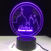 Ramadan Islam Blessing Mubarak 3D Acrylic LED Night Light Living Room Desk Lamp Bedroom Bedside Table Lamp Holiday Nightlight