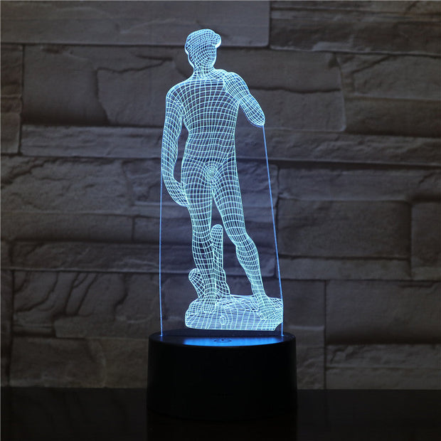 Michelangelo David 3D LED Night Light Sculpture Figure Touch Sensor RGB Decorative Lamp Child Kid David Sculpture Desk lamp