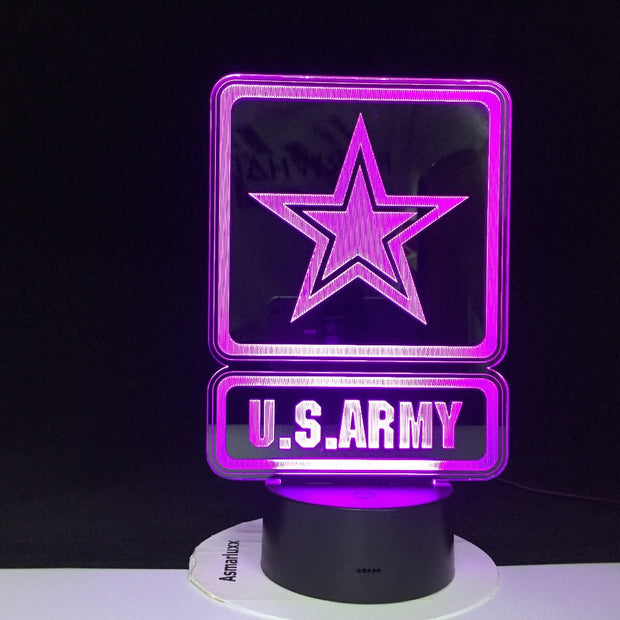 The U.S. Army Novel 3D LED Lamp Battery Operated Colorful with Remote Visual Light Effect Led Night Light Lamp Decorative 3243