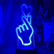 Finger Heart Led Night Light Touch Sensor Colorful Kids Nightlight for Bedroom Decoration Usb Battery Powered Desk Lamp Gift