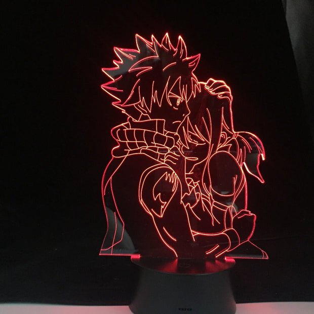 Natsu Grey and Lucy Anime Lamp Anime Fairy Tail Natsu Dragneel and Erza Scarlet Hug Night Light Led Touch Sensor Nightlight