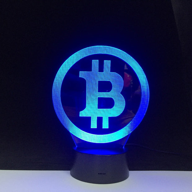 Simple Bitcoin Night Light 3D LED USB RGB Table Desk Lamp Home Decor Christmas Gift Display Bulb Boy Toys Birthday Present