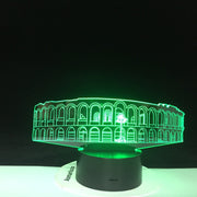 Roma Colosseum Building 3D Night Lamp Art Bridge Colorful 3D Lamp Crystal Acrylic 3D Lighting Household Accessories