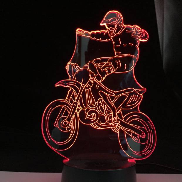 Motor Motorcycle Motorbike LED 3D Illusion Visual Night Light Creative Bedroom Decoration Light Novelty Lamp Kids Gift Souvenir