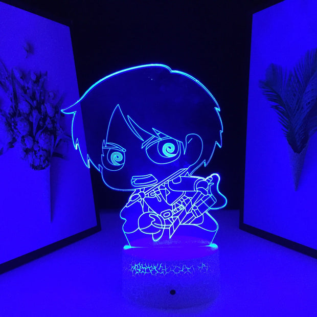 Eren Yeager Anime Figure Nightlight Kids LED Night Light for Cool Birthday Gift Bedroom Decor Light for Child Room Table 3D Lamp