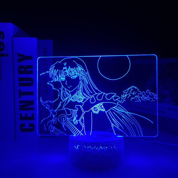 Inuyasha Anime Figure Sesshomaru 3D LED Night Light Home Bedroom Table Decoration Night Light for Children's Festival Birthday Gifts 7 Color Changes With Remote Neon Lamp