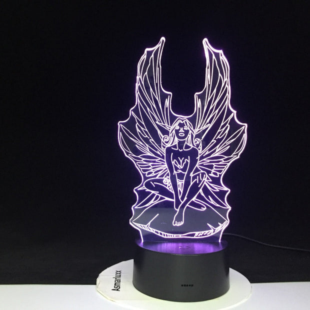 Fairy Girl Night Light 3D Led Lamp Visual Light Effect Night Lamp for Children Bedroom Lampara Colors Changing Night Light 2808