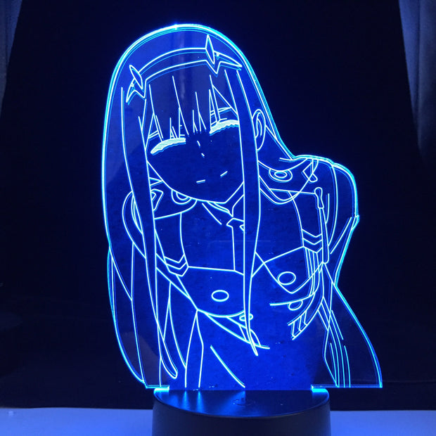 Zero Two Figure Table 3D Lamp Light Anime Waifu Gift Darling In The Franxx Zero Two Lamp for Bed ROOM Decor LED Night Light
