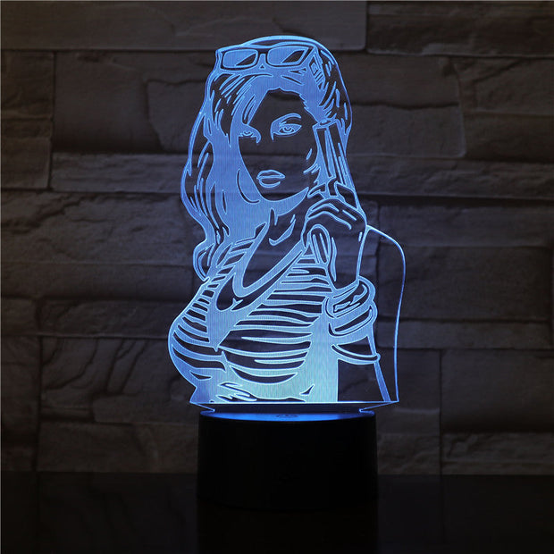 3D LED Luminarias Night Light Desk Lamp Movie Girl Lights Children's Nightlight Visual Led Desk Lights Illusion Lamp 2996