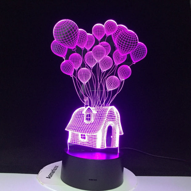 Balloon House 3D Led Night Light Shape Atmosphere Visually Festival Decor Lamp lamparas Acrylic Multicolor For Home Decor