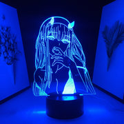 Anime DARLING in the FRANXX Zero Two Figure 3D LED Night Light Home Bedroom Table Decoration Night Light for Children's Festival Birthday Gifts 7 Color Changes With Remote Neon Lamp