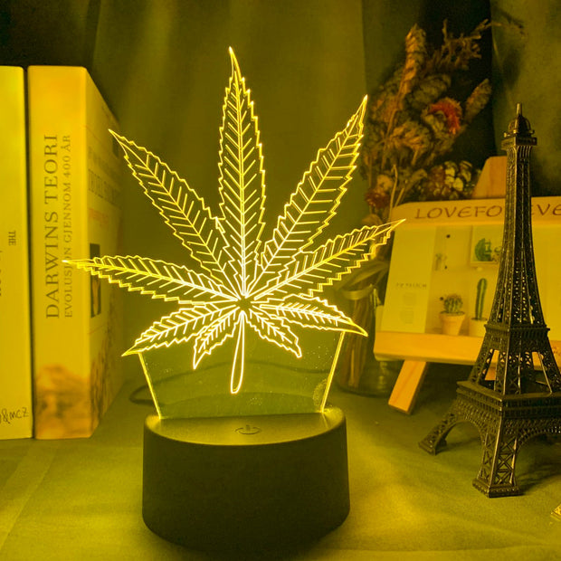Acrylic Led Night Light Weed Usb Battery Powered Table Lamp Color Changing Touch Sensor Home Decor Light Kids Bedroom Nightlight