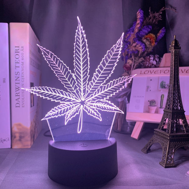 Acrylic Led Night Light Weed Usb Battery Powered Table Lamp Color Changing Touch Sensor Home Decor Light Kids Bedroom Nightlight