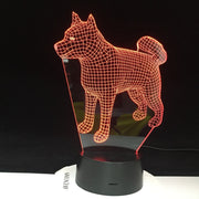 Siberian Husky Dog Night Light LED 3D Illusion 7 Color Changing Room Decorative Lamp Child Kid Baby Kit Desk Lamp Bedside 1910