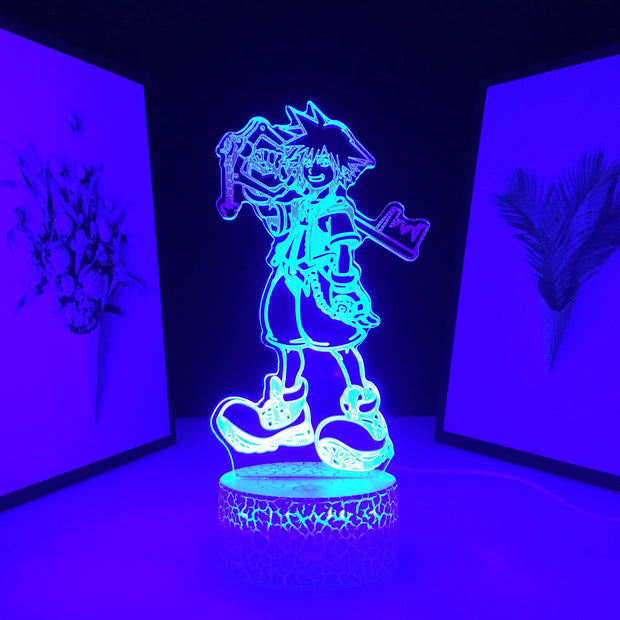 Kingdom Hearts Game Figure Sora Keyblade Home Room Decoration 3D Lamp Childrens Gifes Multiple Color Change Control