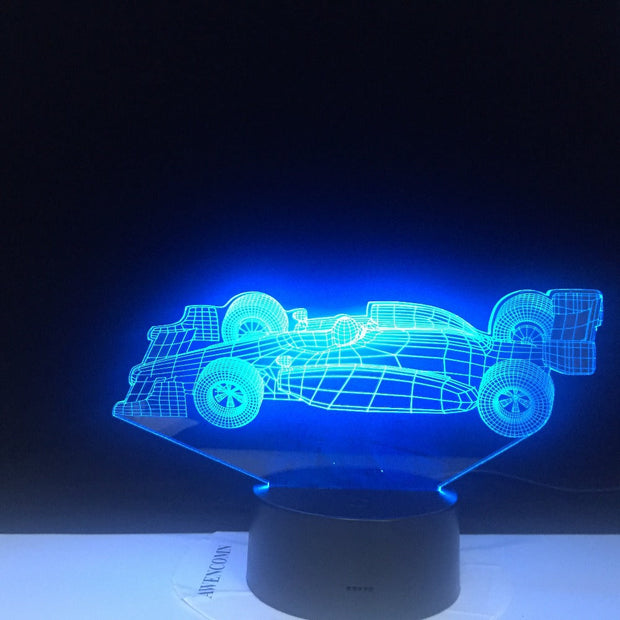 F1 Racing Car 3D LED Lamp Cute Gift for Infant Nightlight Multi-color with Remote for Indoor Decorative Led Night Light Lamp