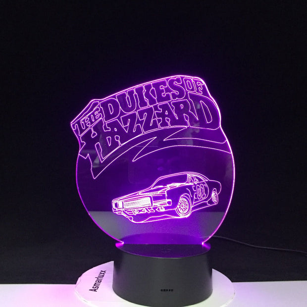 The DUKES OF HAZZARD Night Light Multi 3D Color LED RGBW Lighting Luminaria Table Kids Christmas Gift Birthday Dropship 4077