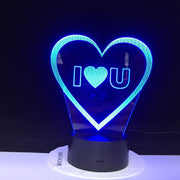I LOVE YOU Sweet Lover Heart 3D LED USB Lamp Romantic Decor 7 Colors Luster Night Light Girlfriend Gift Mother's Day 1973