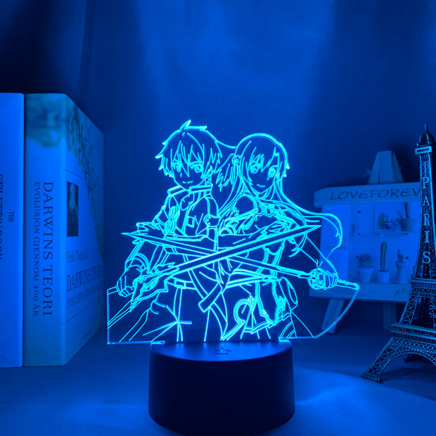 3d Led Night Light Anime Sword Art Online Kirito and Asuna for Bedroom Decor Nightlight Birthday Gift Table Lamp Manga SAO