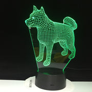 Siberian Husky Dog Night Light LED 3D Illusion 7 Color Changing Room Decorative Lamp Child Kid Baby Kit Desk Lamp Bedside 1910