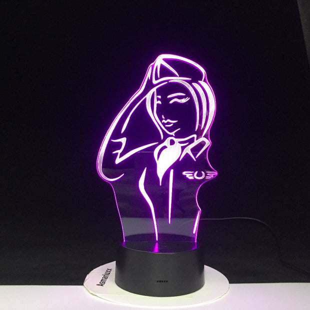 7 Colors Change Lamp Cartoon Police Women 3D Lamp Acrylic LED USB Table Lamp TARDIS Lights Multi-colored Bulbing Light 1912