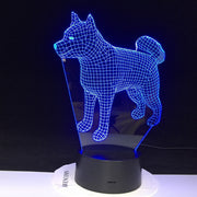 Siberian Husky Dog Night Light LED 3D Illusion 7 Color Changing Room Decorative Lamp Child Kid Baby Kit Desk Lamp Bedside 1910