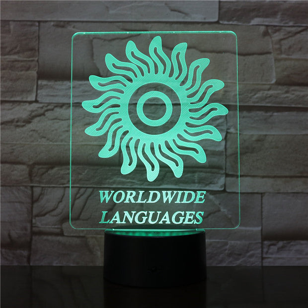 Woldwide Lanugages 3D lamp 7 Colors Change LED Light Acrylic Touch USB Lamp Room Table Desk Night Light Kid's Friends Gift 2916