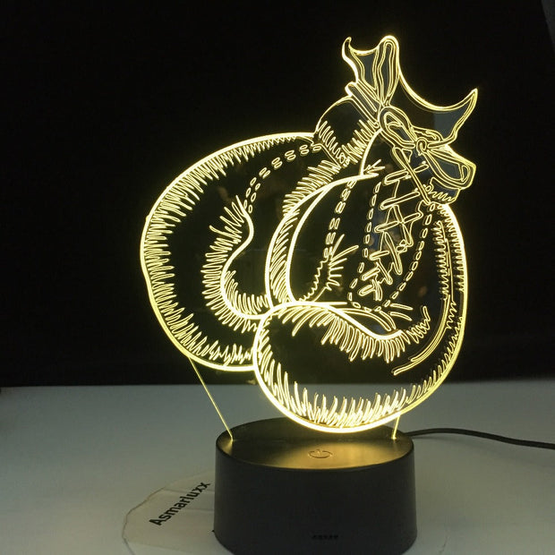 Boxing Gloves 3D-4144 Lamp Touch Remote Control 3D Visual Nightlight 3AA Batterie Powerbank USB LED Light Best Type