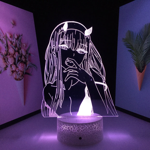 Zero Two Figure Anime 3D Nightlight Child Bedroom Decor Light Manga Kids Gift Night Light Girls Manga Table Lamp
