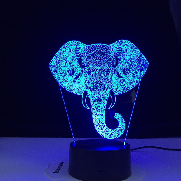 3D Touch Elephant Night Light Colorful Changing LED Table Lamp Gift Living Room Bar Decor Lights