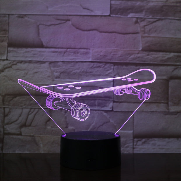 Skateboarding 3D LED Night Lamp Romantic Bedroom Table Lamp Valentines Gifts for Lovers Couples Kids Sleeping Light 3D-2195