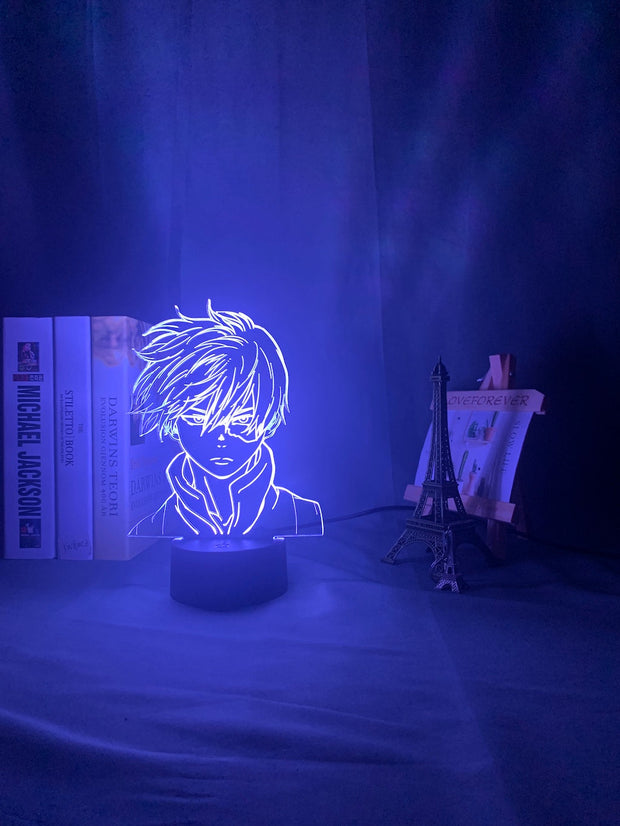 Anime My Hero Academia Shoto Todoroki Face Design Led Night Light Lamp for Kids Child Boys Bedroom Decor Acrylic Table Lamp Gift