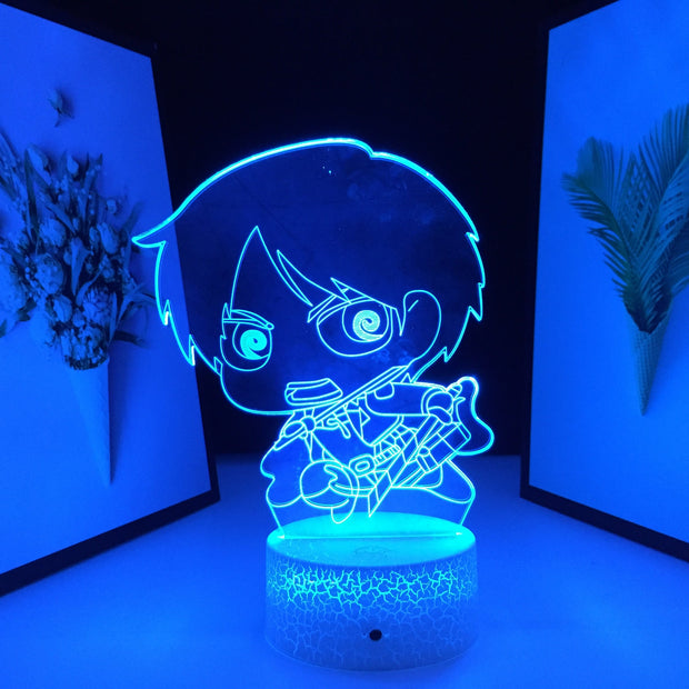 Eren Yeager Anime Figure Nightlight Kids LED Night Light for Cool Birthday Gift Bedroom Decor Light for Child Room Table 3D Lamp