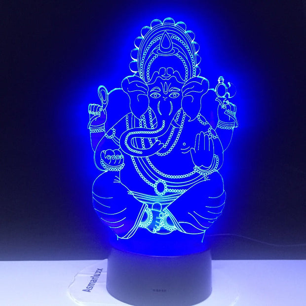 Ganesha 3D Lamp Battery Powered Color Changing with Remote Personalized Gift for Children Atmosphere Usb Led Night Light Lamp