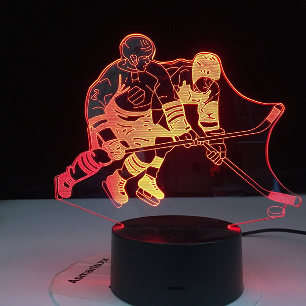 Ice Hockey Game 3D Remote Control Colors Lamp Visual Led Night Lights For Kids Touch Usb Table Lampara Lampe Sports Gift